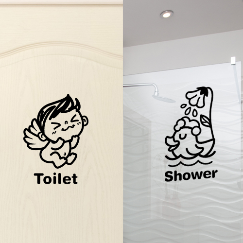 아기천사와 오리 Toilet&amp;Shower [포인트스티커/화장실스티커/욕실스티커]